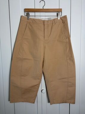Maeve Tan Cropped Wide-Leg Trousers Size 12